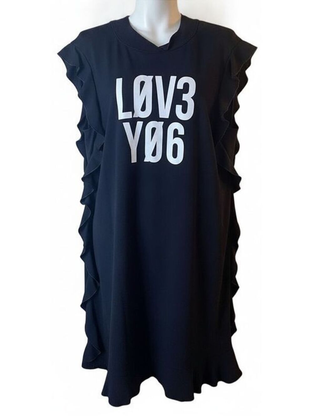 REDValentino LOVE YOU Black Ruffle Mini Dress Dark Coquette Size 40